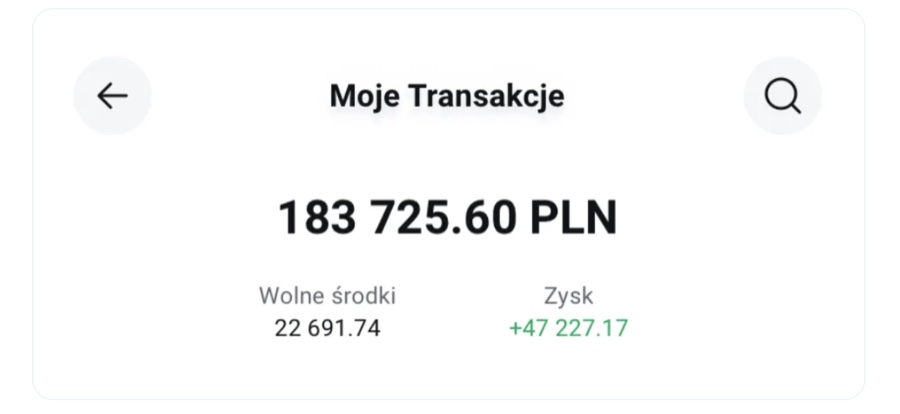 Podgląd przykładowego portfela akcji prowadzonego na mentoringu